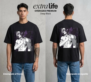 Mas Alla del Muro | El Titan de Ataque #00088 - Playera Oversized Premium | Deep Black - Foto en modelo