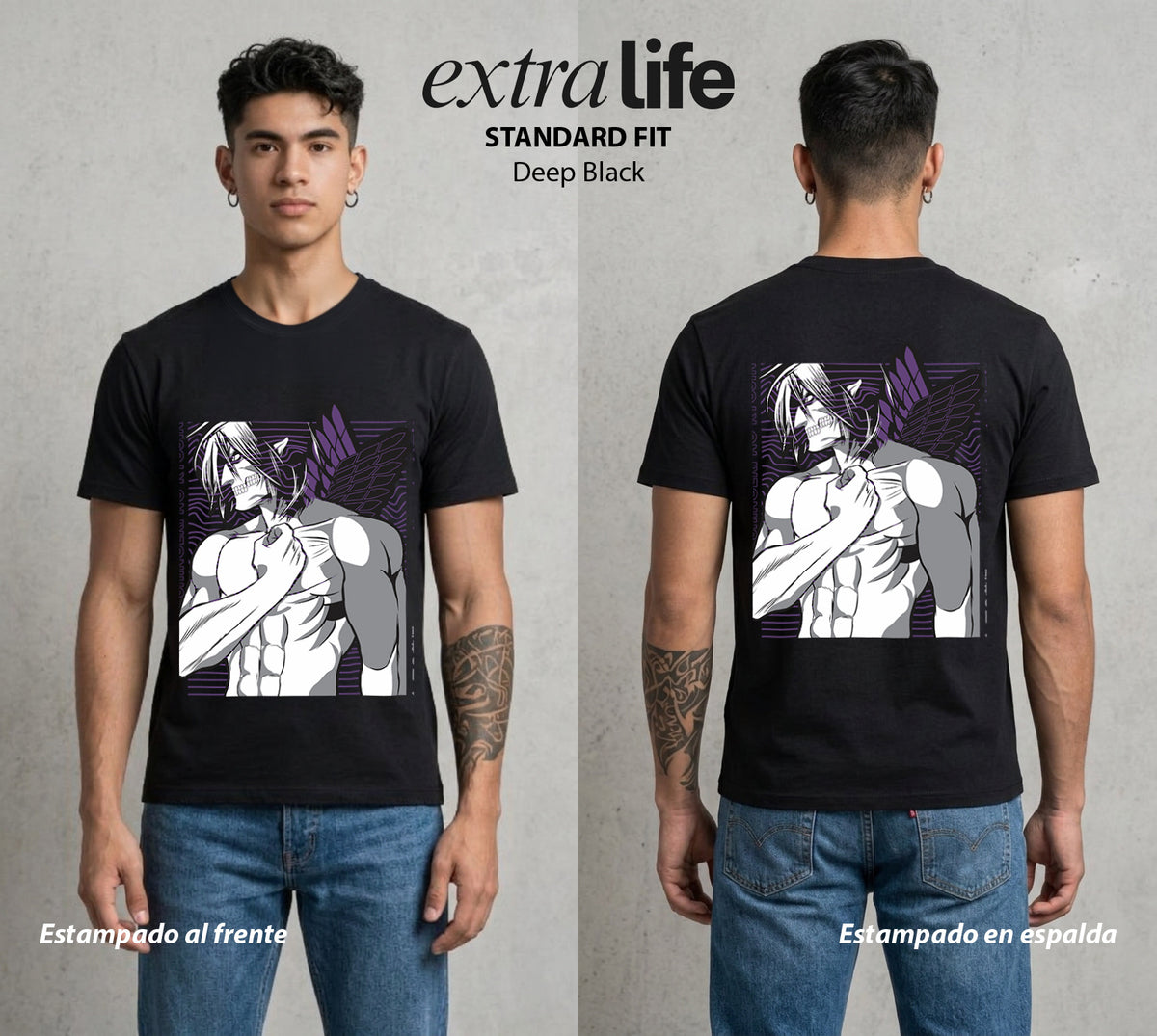 Mas Alla del Muro | El Titan de Ataque #00088 - Playera Classic Premium | Deep Black - Foto en modelo