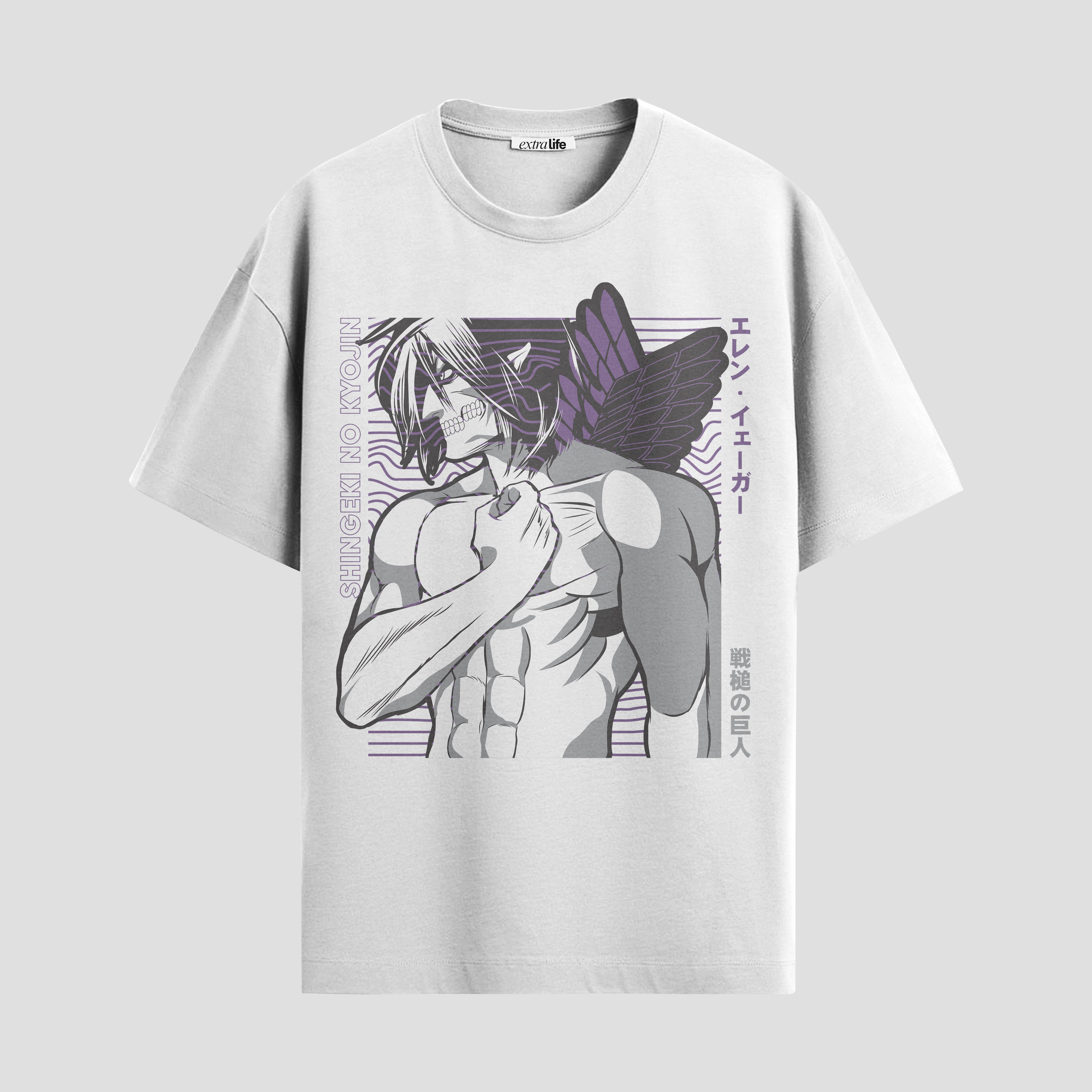Playera urbana de anime y gaming ExtraLife MX, corte Standard Fit unisex ligero y transpirable en color Deep Black y Pure White, ropa de uso diario para gym y casual.