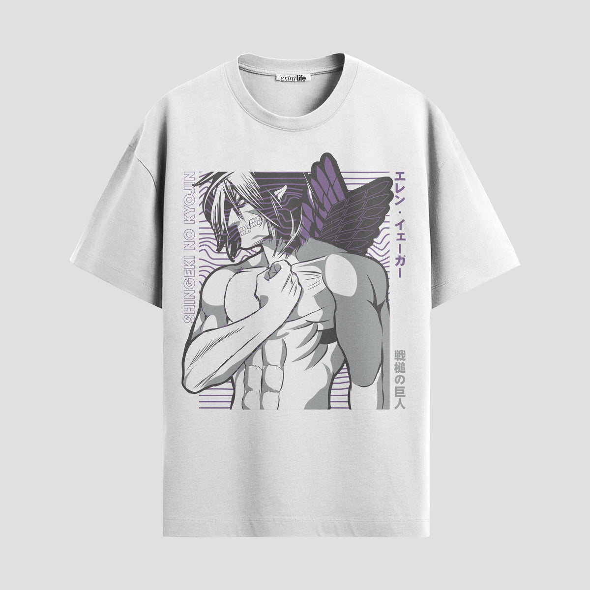 Playera urbana de anime y gaming ExtraLife MX, corte Classic Premium unisex ligero y transpirable en color Deep Black y Pure White, ropa de uso diario para gym y casual.