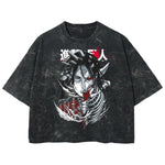 Playera streetwear premium de anime y gaming ExtraLife MX, corte boxy deluxe mineral wash heavyweight en color Acid Wash, moda urbana mexicana de culto.