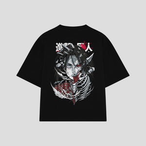 Playera streetwear premium de anime y gaming ExtraLife MX, corte oversized drop shoulder ligero y fresco en color Deep Black y Off-White, moda urbana mexicana de culto.
