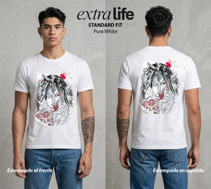 Mas Alla del Muro | La Libertad o la Muerte #00089 - Playera Standard Fit | Pure White - Foto en modelo