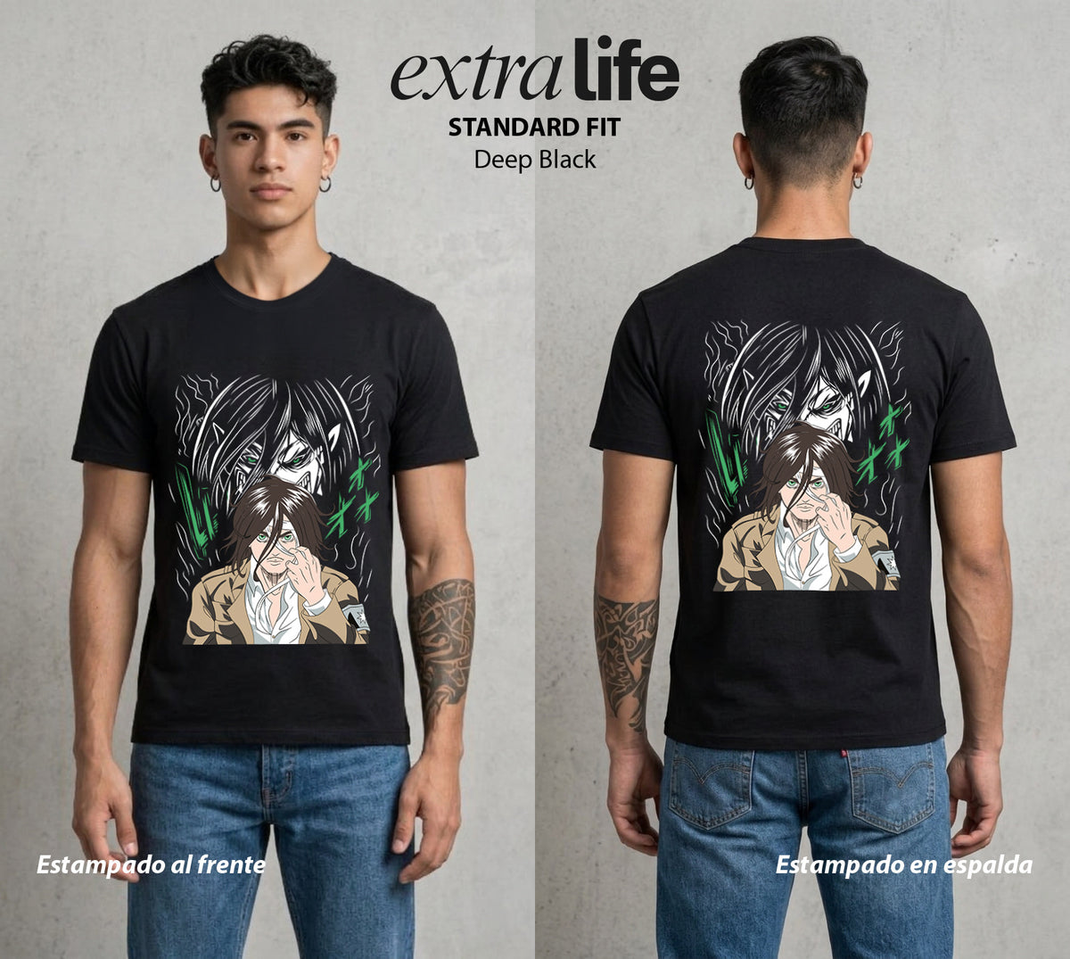 Mas Alla del Muro | La Ira del Titan #00091 - Playera Classic Premium | Deep Black - Foto en modelo