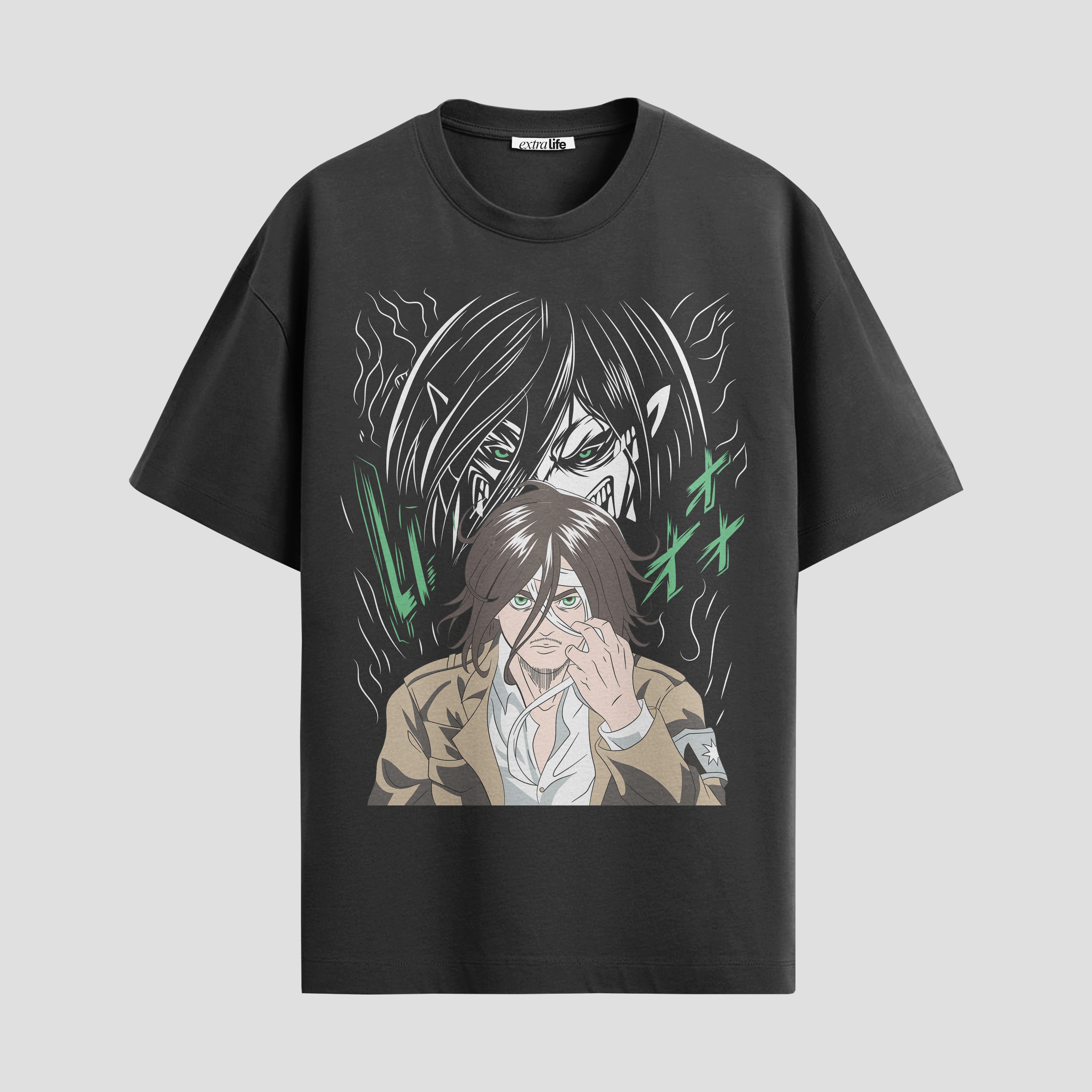 Playera urbana de anime y gaming ExtraLife MX, corte Standard Fit unisex ligero y transpirable en color Deep Black y Pure White, ropa de uso diario para gym y casual.
