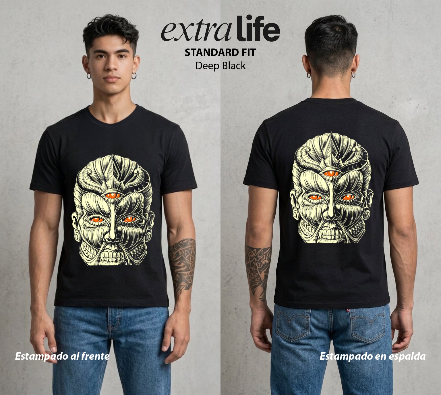Mas Alla del Muro | El Rostro del Muro #00093 - Playera Standard Fit | Deep Black - Foto en modelo