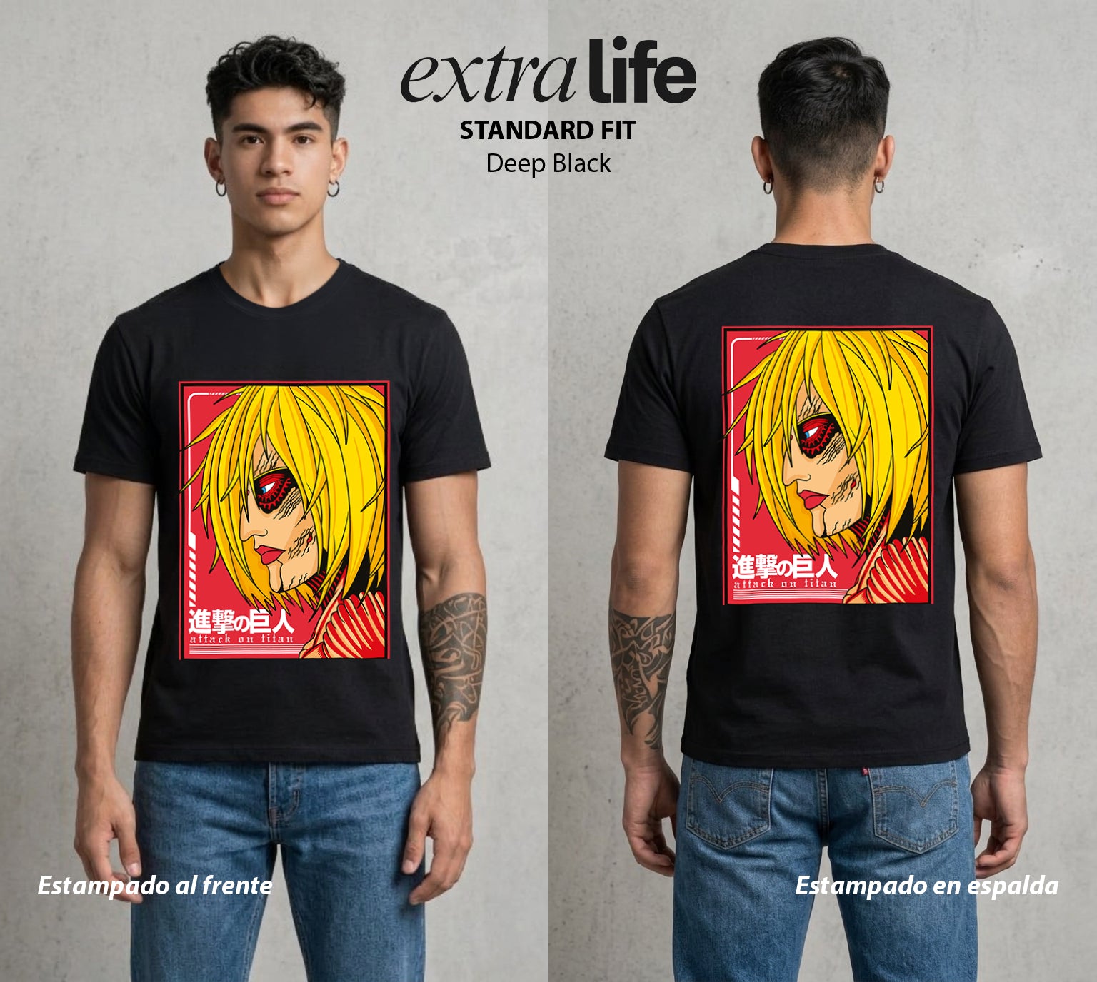 Mas Alla del Muro | La Titan Femenina #00094 - Playera Standard Fit | Deep Black - Foto en modelo