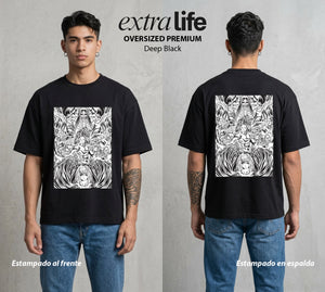 Mas Alla del Muro | El Titan Fundador #00096 - Playera Oversized Premium | Deep Black - Foto en modelo