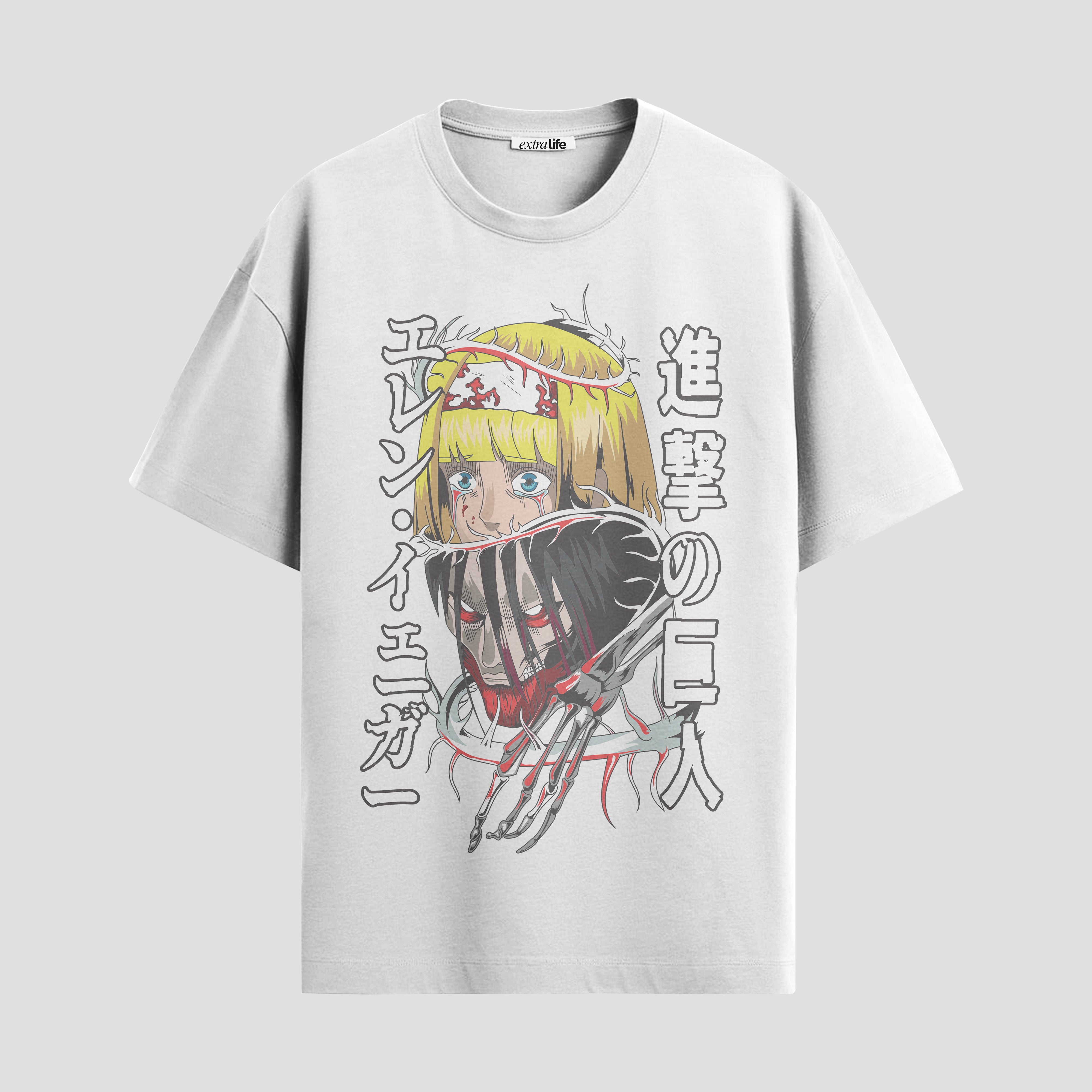 Playera urbana de anime y gaming ExtraLife MX, corte Standard Fit unisex ligero y transpirable en color Deep Black y Pure White, ropa de uso diario para gym y casual.
