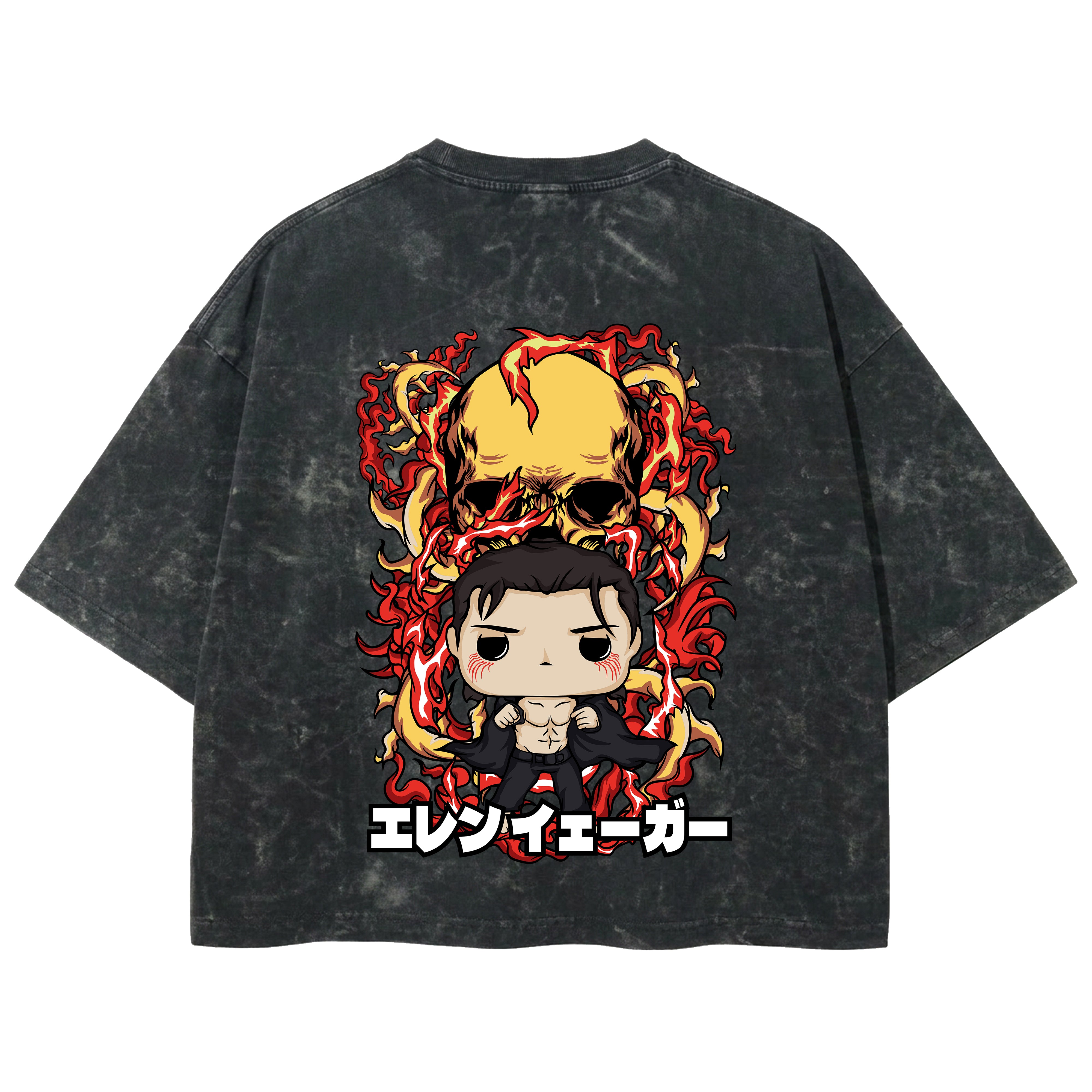 Playera streetwear premium de anime y gaming ExtraLife MX, corte boxy deluxe mineral wash heavyweight en color Acid Wash, moda urbana mexicana de culto.