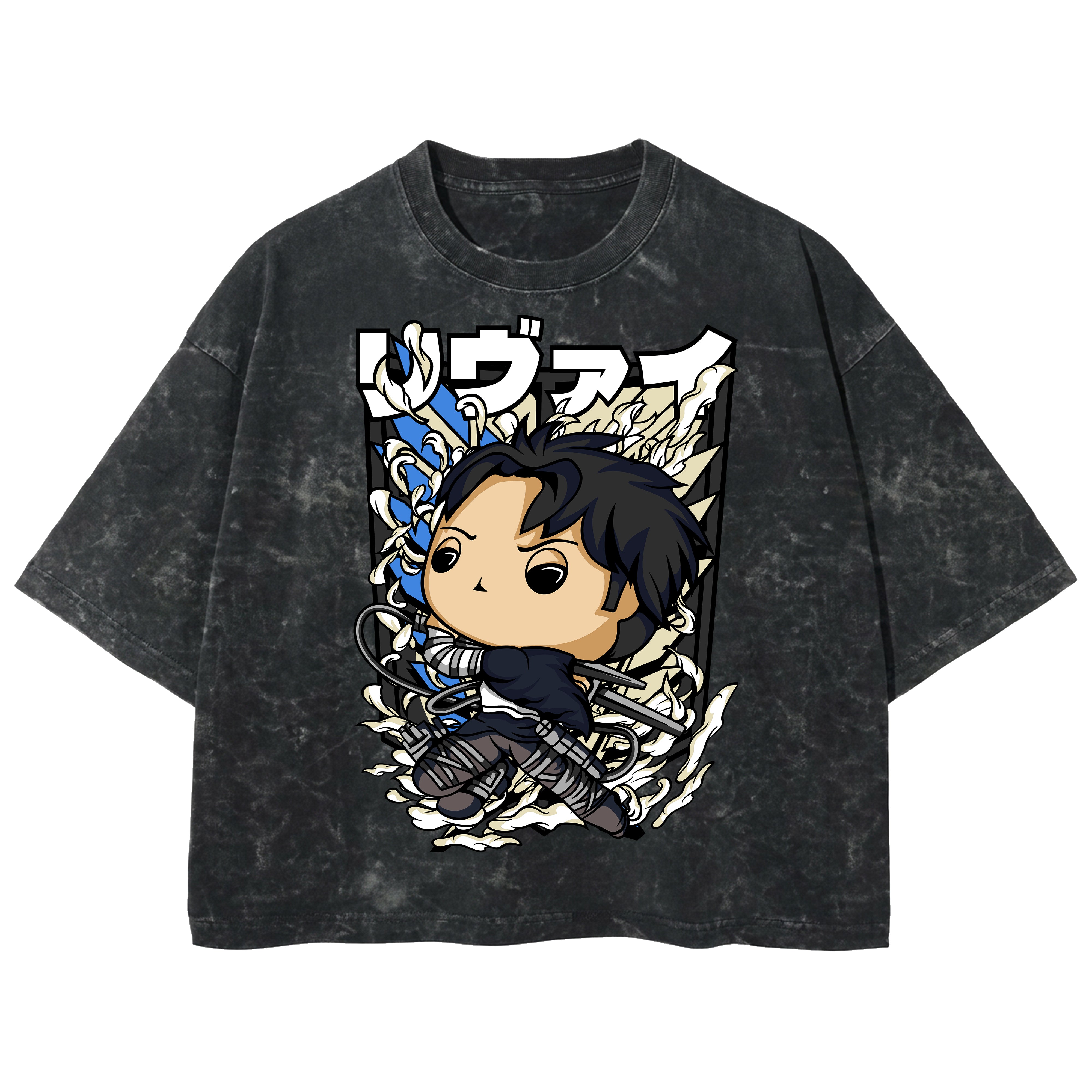 Playera streetwear premium de anime y gaming ExtraLife MX, corte boxy deluxe mineral wash heavyweight en color Acid Wash, moda urbana mexicana de culto.