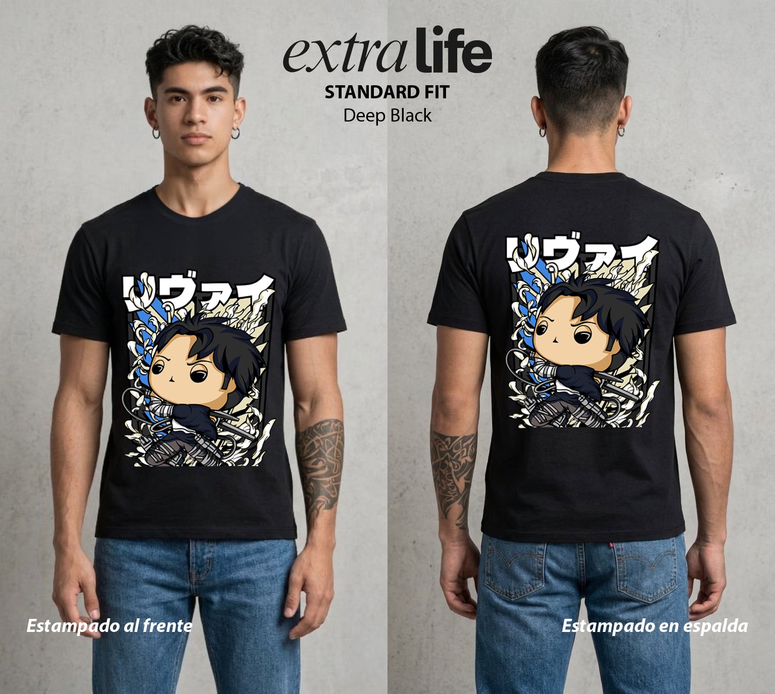 Mas Alla del Muro | El Acero Veloz Pop Art #00099 - Playera Standard Fit | Deep Black - Foto en modelo