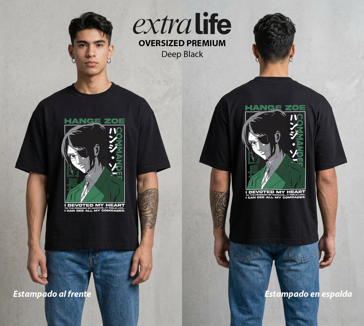Mas Alla del Muro | La Cientifica del Frente #00100 - Playera Oversized Premium | Deep Black - Foto en modelo