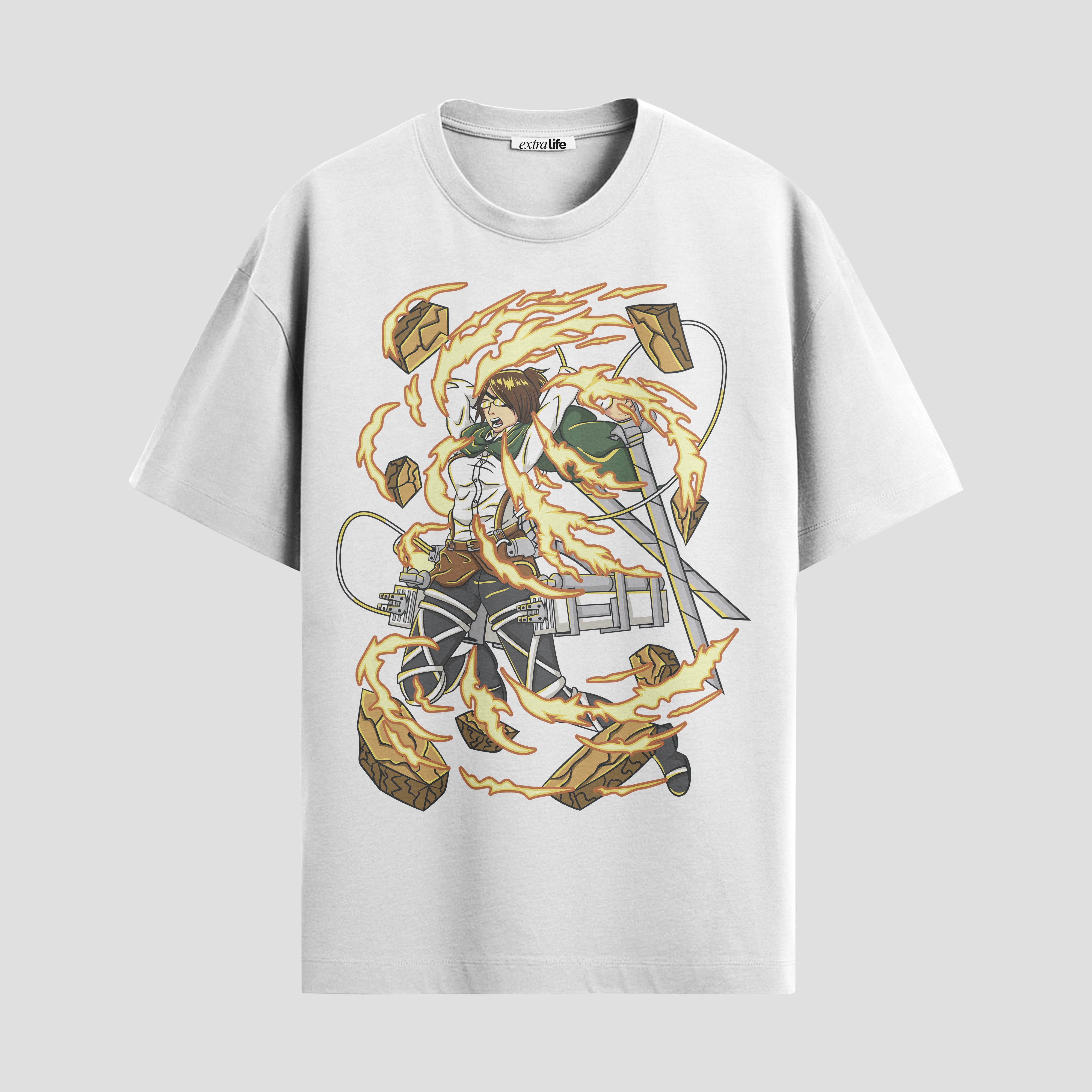 Playera urbana de anime y gaming ExtraLife MX, corte Standard Fit unisex ligero y transpirable en color Deep Black y Pure White, ropa de uso diario para gym y casual.
