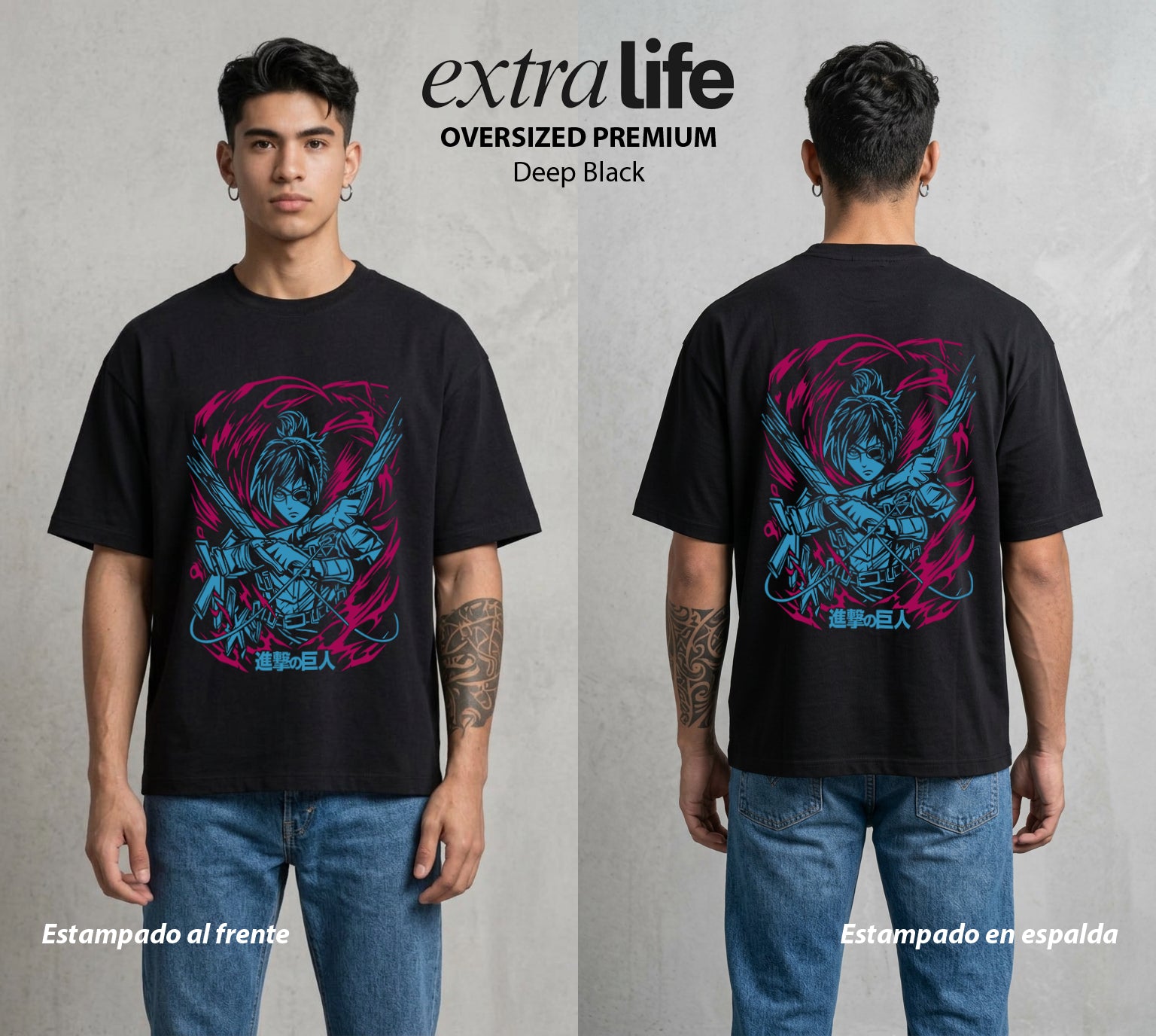 Mas Alla del Muro | La Cientifica del Frente #00102 - Playera Oversized Premium | Deep Black - Foto en modelo