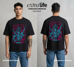 Mas Alla del Muro | La Cientifica del Frente #00102 - Playera Oversized Premium | Deep Black - Foto en modelo