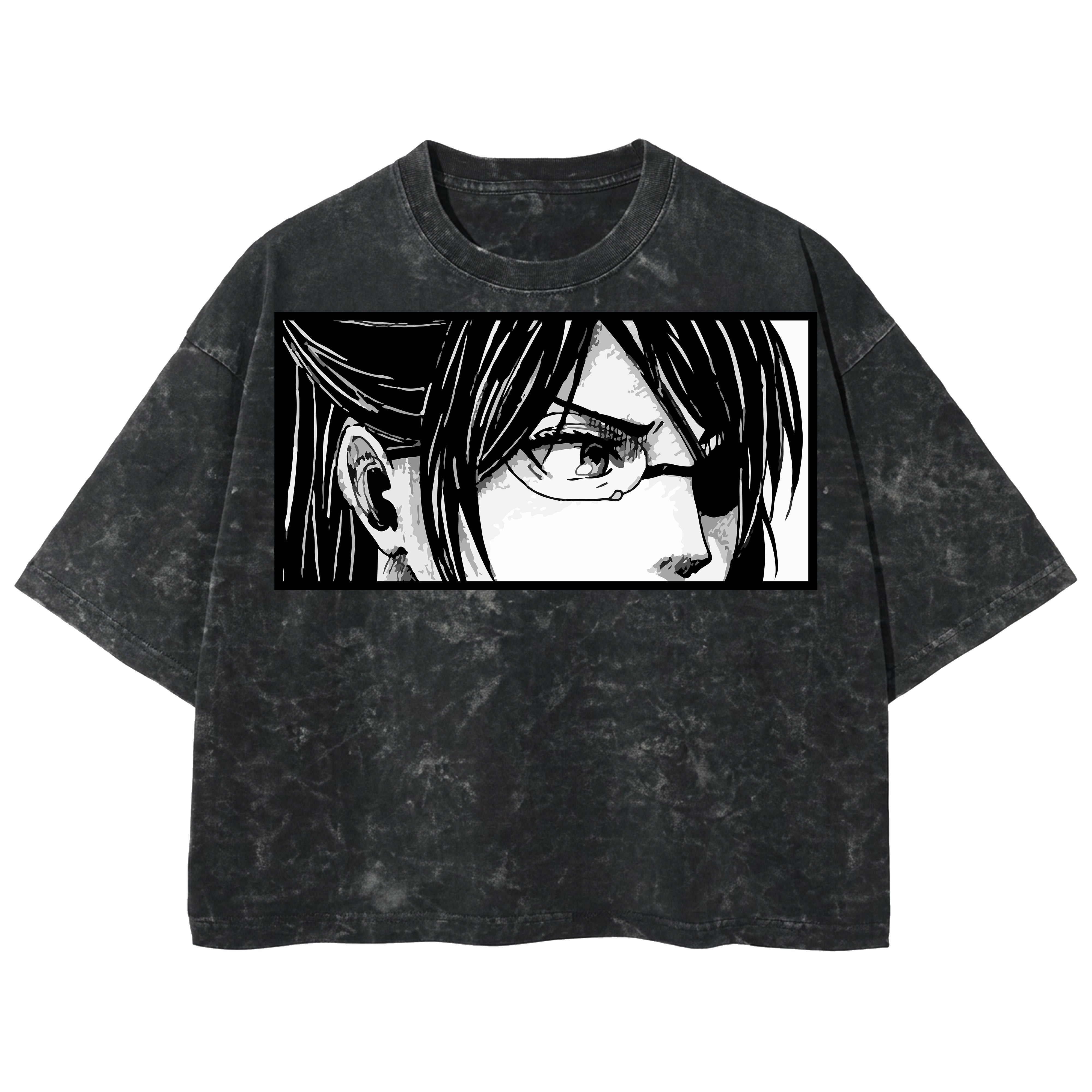 Playera streetwear premium de anime y gaming ExtraLife MX, corte boxy deluxe mineral wash heavyweight en color Acid Wash, moda urbana mexicana de culto.