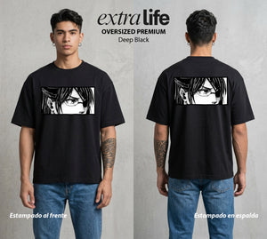 Mas Alla del Muro | La Loca de los Titanes #00104 - Playera Oversized Premium | Deep Black - Foto en modelo