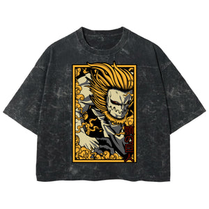 Playera streetwear premium de anime y gaming ExtraLife MX, corte boxy deluxe mineral wash heavyweight en color Acid Wash, moda urbana mexicana de culto.