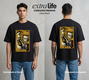 Mas Alla del Muro | La Mandibula Imparable #00105 - Playera Oversized Premium | Deep Black - Foto en modelo