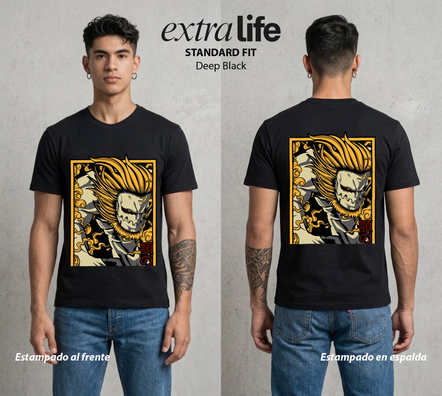 Mas Alla del Muro | La Mandibula Imparable #00105 - Playera Standard Fit | Deep Black - Foto en modelo