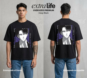 Mas Alla del Muro | La Humanidad Mas Fuerte #00107 - Playera Oversized Premium | Deep Black - Foto en modelo