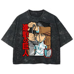 Playera streetwear premium de anime y gaming ExtraLife MX, corte boxy deluxe mineral wash heavyweight en color Acid Wash, moda urbana mexicana de culto.