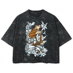 Playera streetwear premium de anime y gaming ExtraLife MX, corte boxy deluxe mineral wash heavyweight en color Acid Wash, moda urbana mexicana de culto.