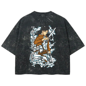 Playera streetwear premium de anime y gaming ExtraLife MX, corte boxy deluxe mineral wash heavyweight en color Acid Wash, moda urbana mexicana de culto.