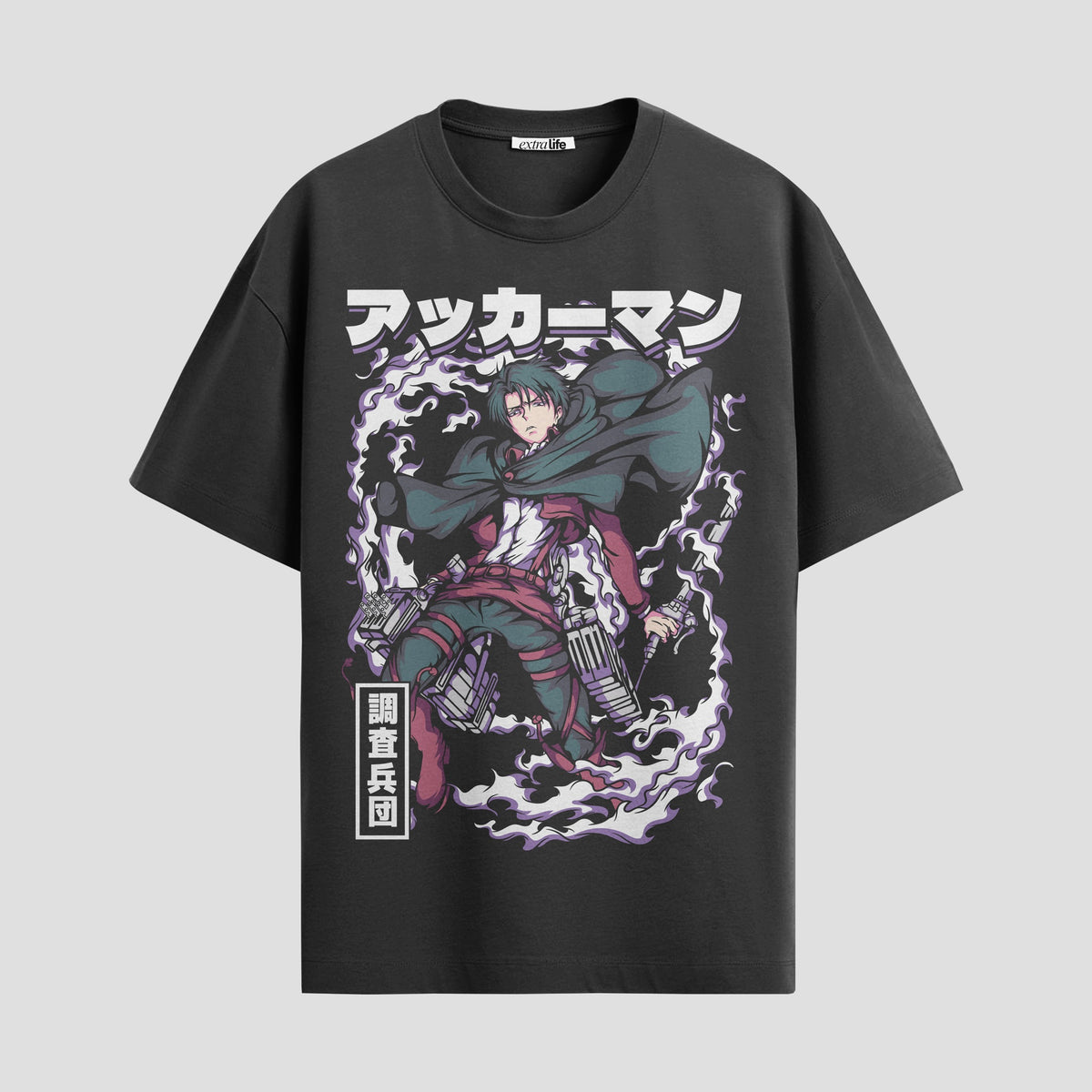 Playera urbana de anime y gaming ExtraLife MX, corte Classic Premium unisex ligero y transpirable en color Deep Black y Pure White, ropa de uso diario para gym y casual.