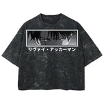 Playera streetwear premium de anime y gaming ExtraLife MX, corte boxy deluxe mineral wash heavyweight en color Acid Wash, moda urbana mexicana de culto.