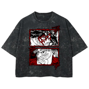 Playera streetwear premium de anime y gaming ExtraLife MX, corte boxy deluxe mineral wash heavyweight en color Acid Wash, moda urbana mexicana de culto.