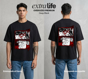 Mas Alla del Muro | El Acero Veloz #00117 - Playera Oversized Premium | Deep Black - Foto en modelo