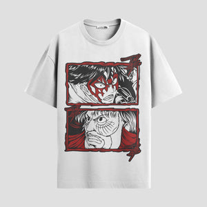 Playera urbana de anime y gaming ExtraLife MX, corte Standard Fit unisex ligero y transpirable en color Deep Black y Pure White, ropa de uso diario para gym y casual.