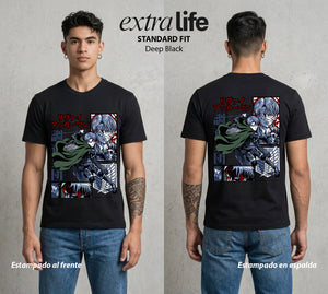 Mas Alla del Muro | El Capitan de Acero #00118 - Playera Standard Fit | Deep Black - Foto en modelo