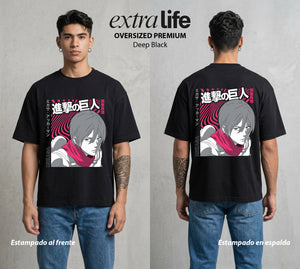 Mas Alla del Muro | Fuerza sin Par #00120 - Playera Oversized Premium | Deep Black - Foto en modelo