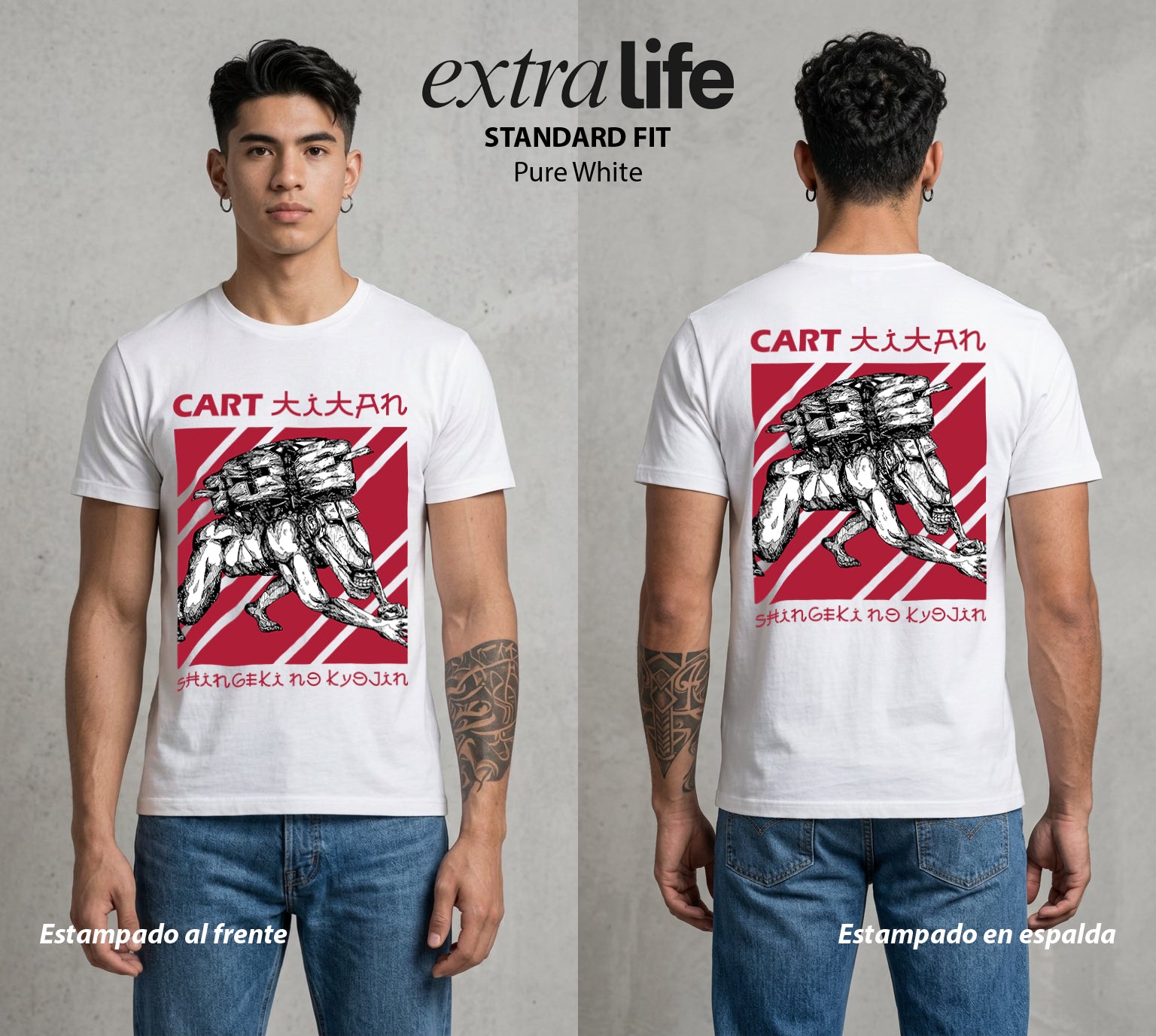 Mas Alla del Muro | El Titan Carreta #00132 - Playera Standard Fit | Pure White - Foto en modelo