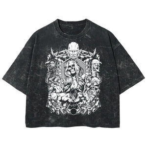 Playera streetwear premium de anime y gaming ExtraLife MX, corte boxy deluxe mineral wash heavyweight en color Acid Wash, moda urbana mexicana de culto.