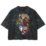 Playera streetwear premium de anime y gaming ExtraLife MX, corte boxy deluxe mineral wash heavyweight en color Acid Wash, moda urbana mexicana de culto.