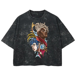 Playera streetwear premium de anime y gaming ExtraLife MX, corte boxy deluxe mineral wash heavyweight en color Acid Wash, moda urbana mexicana de culto.