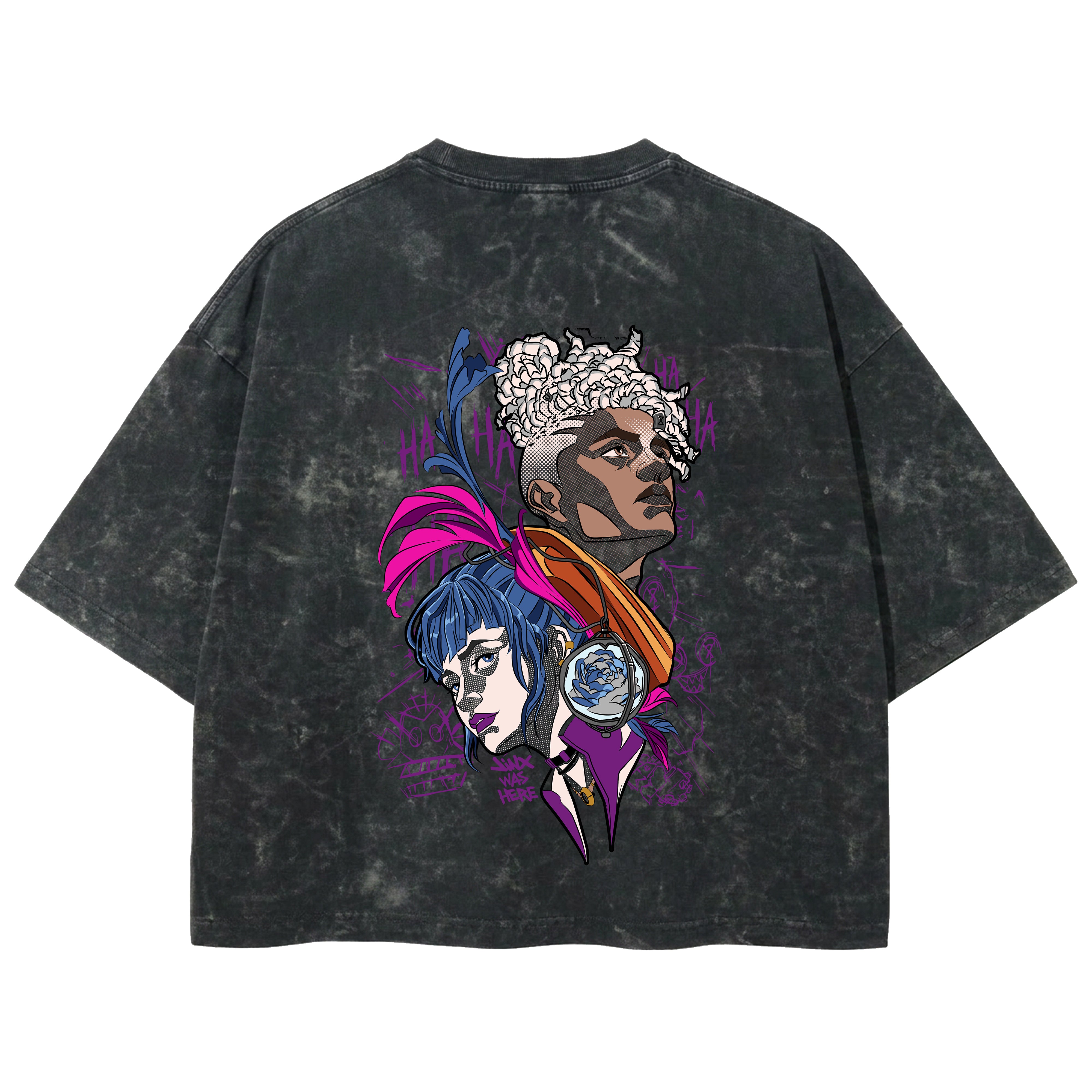 Playera streetwear premium de anime y gaming ExtraLife MX, corte boxy deluxe mineral wash heavyweight en color Acid Wash, moda urbana mexicana de culto.