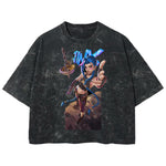Playera streetwear premium de anime y gaming ExtraLife MX, corte boxy deluxe mineral wash heavyweight en color Acid Wash, moda urbana mexicana de culto.