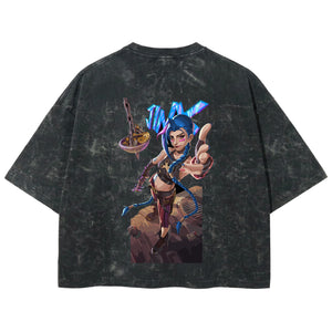 Playera streetwear premium de anime y gaming ExtraLife MX, corte boxy deluxe mineral wash heavyweight en color Acid Wash, moda urbana mexicana de culto.
