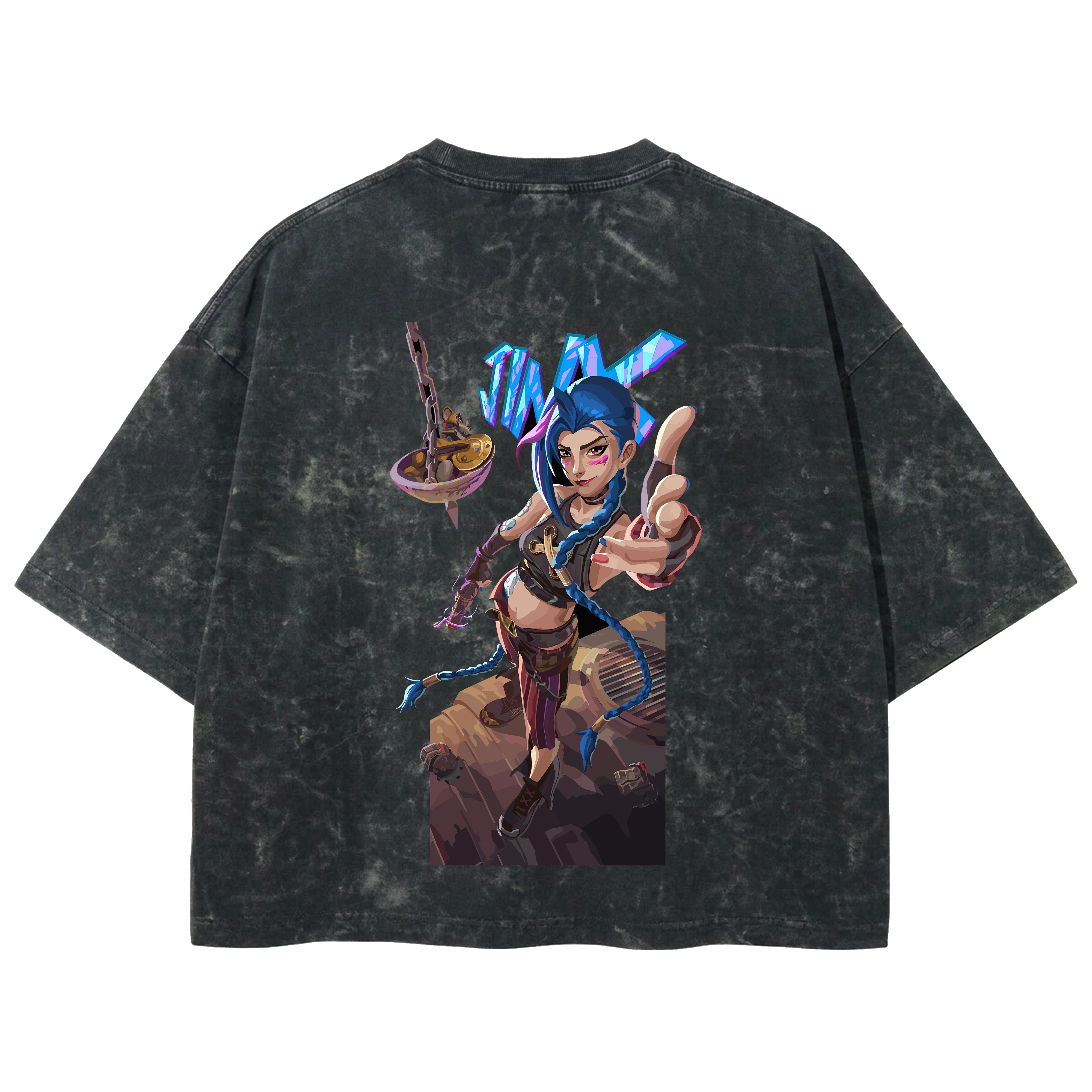 Playera streetwear premium de anime y gaming ExtraLife MX, corte boxy deluxe mineral wash heavyweight en color Acid Wash, moda urbana mexicana de culto.