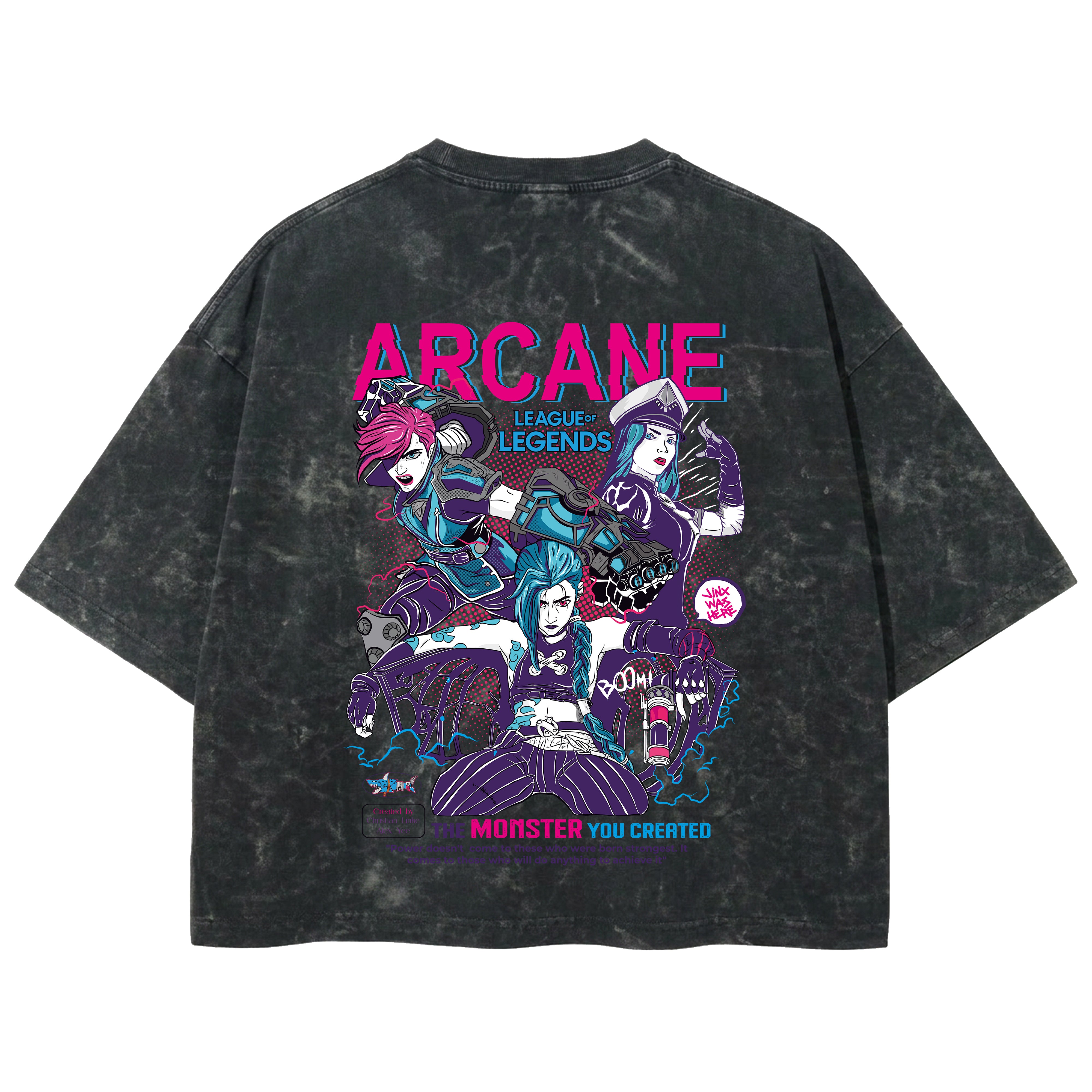 Playera streetwear premium de anime y gaming ExtraLife MX, corte boxy deluxe mineral wash heavyweight en color Acid Wash, moda urbana mexicana de culto.