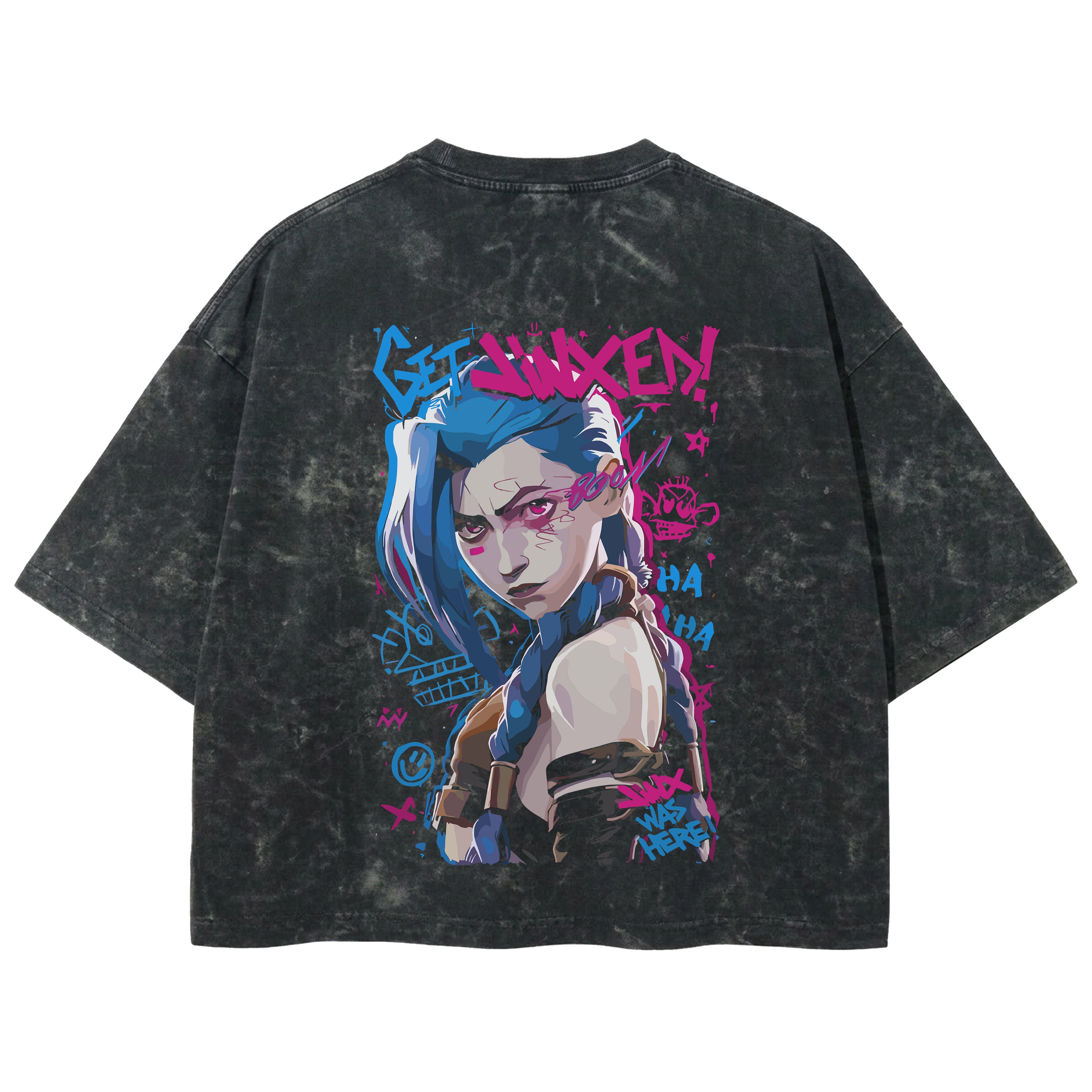 Playera streetwear premium de anime y gaming ExtraLife MX, corte boxy deluxe mineral wash heavyweight en color Acid Wash, moda urbana mexicana de culto.