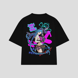 Playera streetwear premium de anime y gaming ExtraLife MX, corte oversized drop shoulder ligero y fresco en color Deep Black y Off-White, moda urbana mexicana de culto.