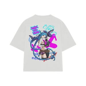 Playera streetwear premium de anime y gaming ExtraLife MX, corte oversized drop shoulder ligero y fresco en color Deep Black y Off-White, moda urbana mexicana de culto.