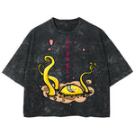 Playera streetwear premium de anime y gaming ExtraLife MX, corte boxy deluxe mineral wash heavyweight en color Acid Wash, moda urbana mexicana de culto.