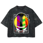 Playera streetwear premium de anime y gaming ExtraLife MX, corte boxy deluxe mineral wash heavyweight en color Acid Wash, moda urbana mexicana de culto.